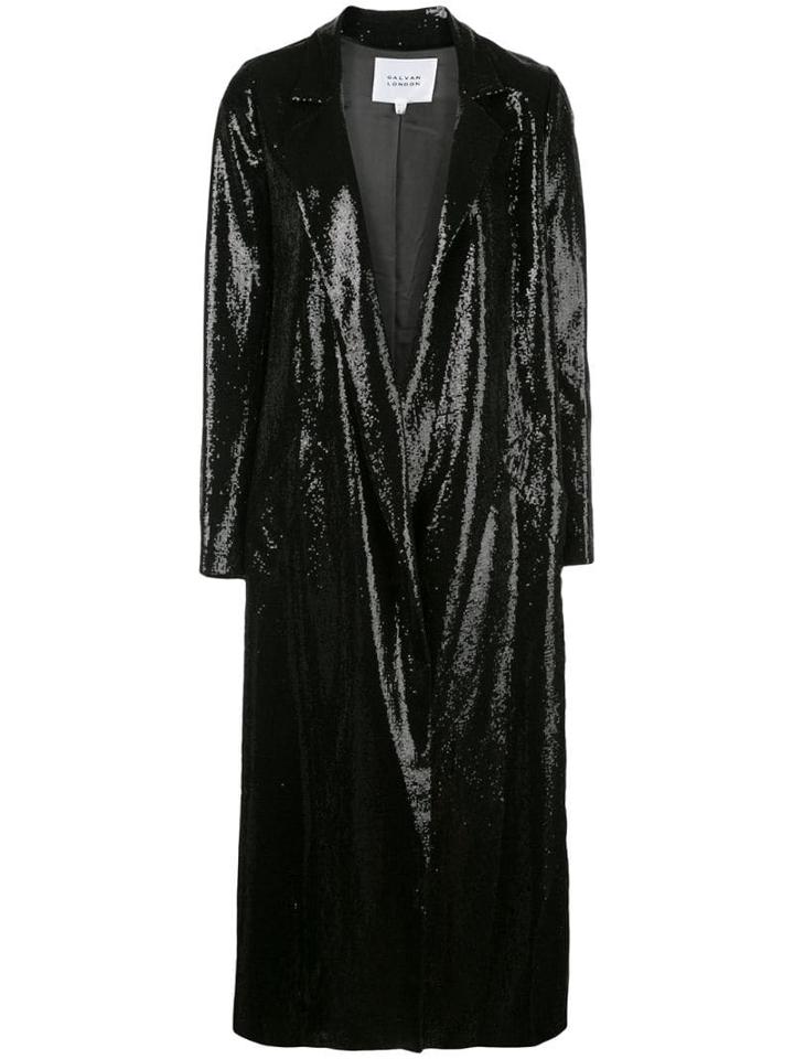 Galvan Sequined Midi Coat - Black