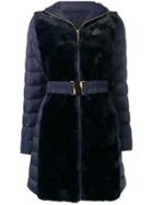 Liska Mink Fur Hooded Coat - Blue