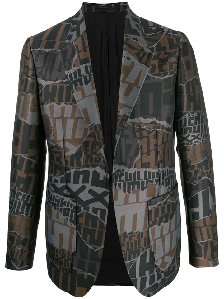 Ermenegildo Zegna Printed Single Breasted Blazer - Grey