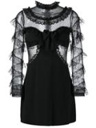 Alessandra Rich Embroidered Tulle Bandeau Dress, Women's, Size: 42, Black, Silk/polyamide/spandex/elastane/viscose