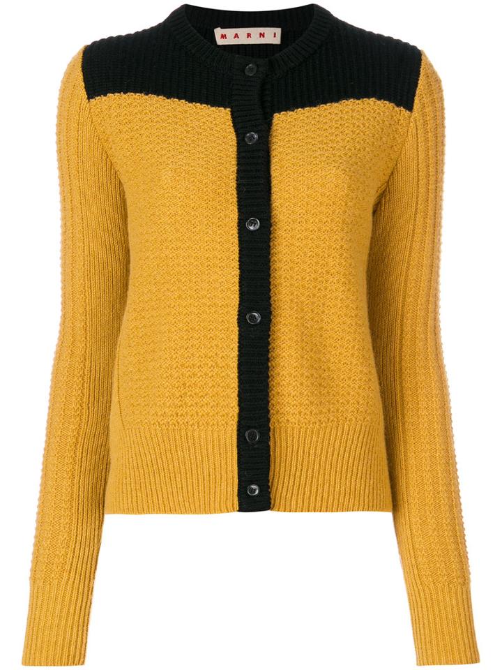 Marni - Bi-colour Slouch Cardigan - Women - Polyamide/alpaca/virgin Wool - 40, Yellow/orange, Polyamide/alpaca/virgin Wool