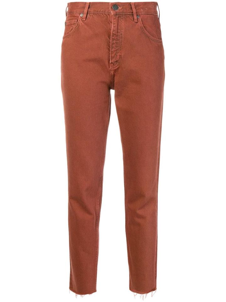Mih Jeans Cropped Leg Skinny Jeans - Red