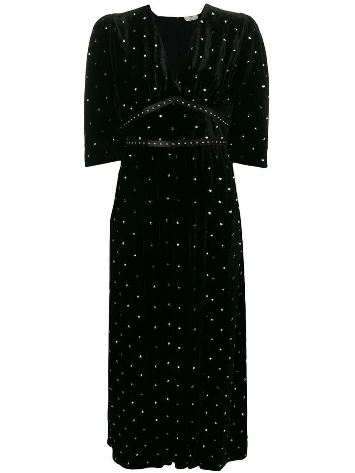 Fendi Embellished Flared Maxi Dress - Black