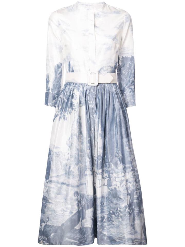 Oscar De La Renta Toile Du Jouy Print Dress - White