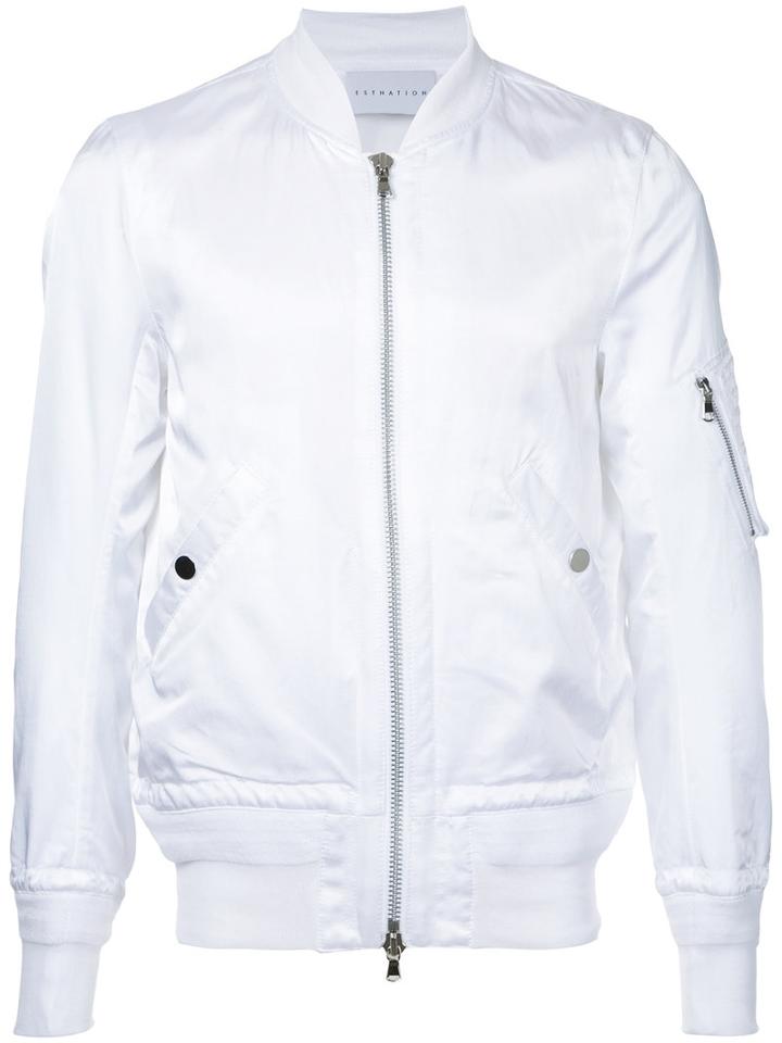 Estnation - Arm Pocket Bomber Jacket - Men - Rayon - L, White, Rayon