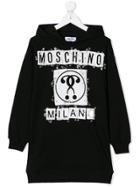 Moschino Kids Teen Logo Print Hoodie Dress - Black