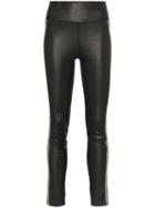 Sprwmn High-waisted Leather Snake Detail Trousers - Black