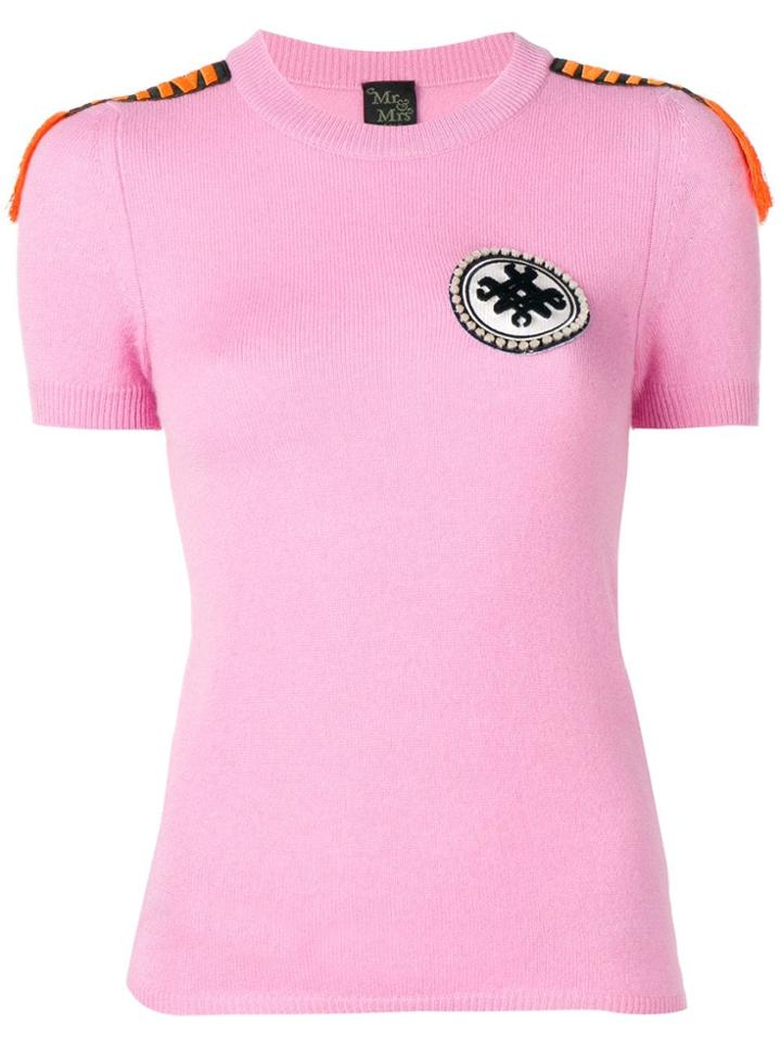 Mr & Mrs Italy Embellished Cashmere T-shirt - Pink