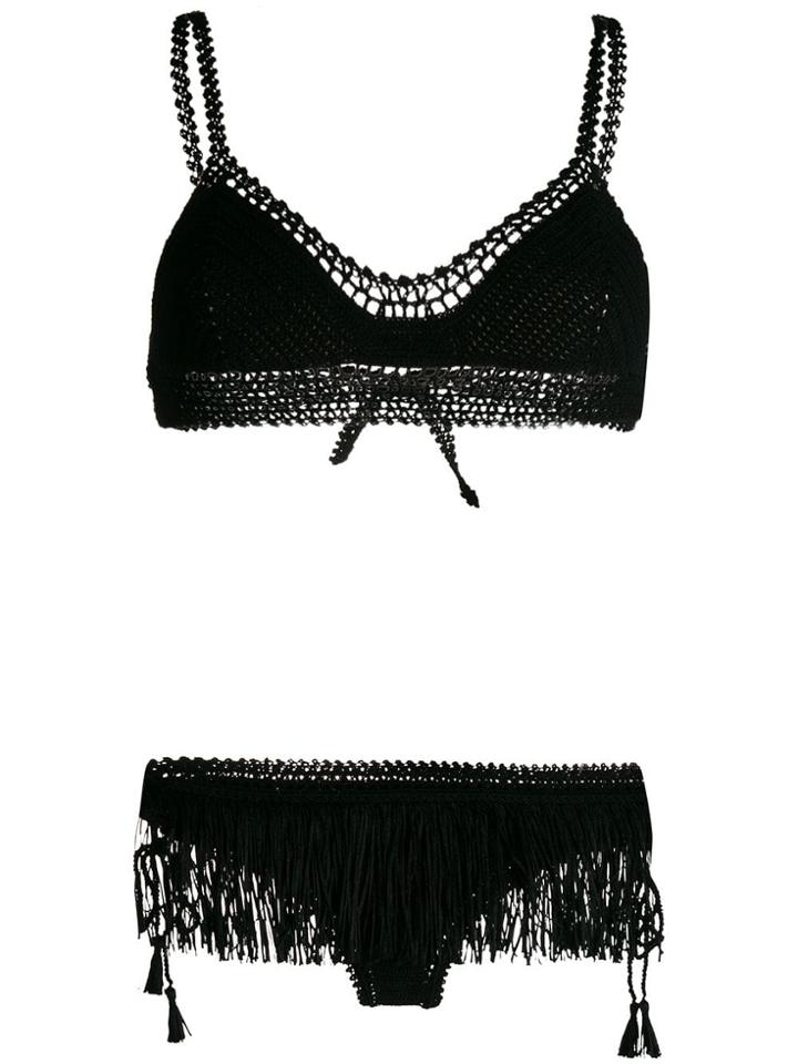 Alanui Fringe Crochet Bikini - Black