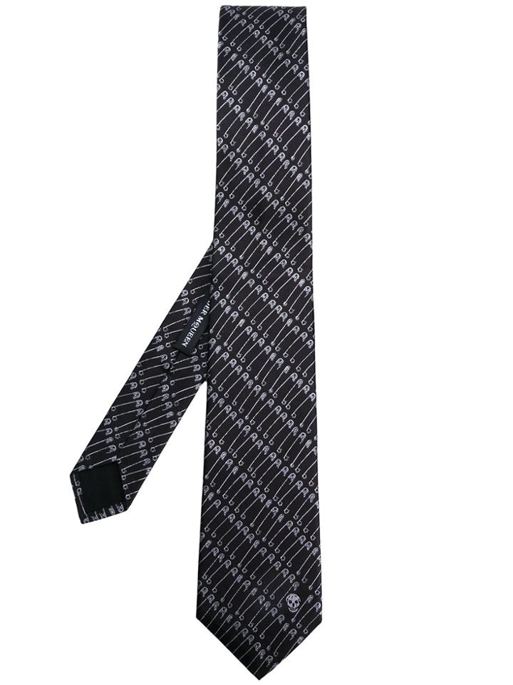 Alexander Mcqueen Safety Pin Printed Tie - Black