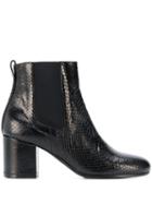 Via Roma 15 Snakeskin Effect Ankle Boots - Black