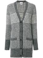 Thom Browne Tweed Whale Toy Icon Long V-neck Cardigan - Grey