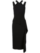 Roland Mouret Crisscross Front Dress, Women's, Size: 2, Black, Viscose/acetate/spandex/elastane