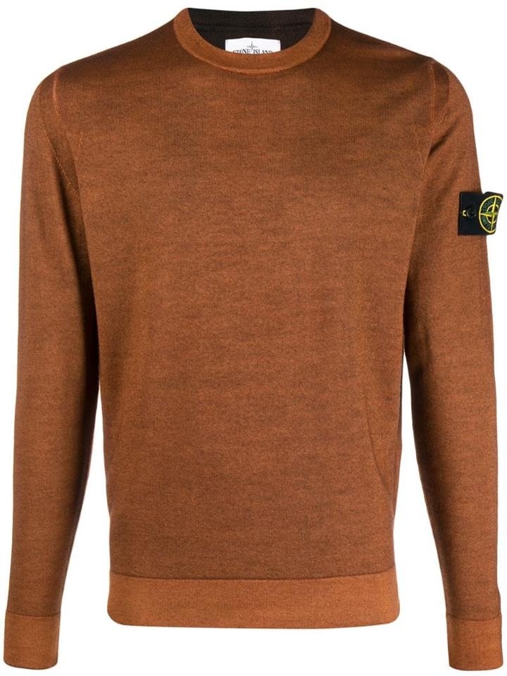 Stone Island Melange Knitted Jumper - Orange