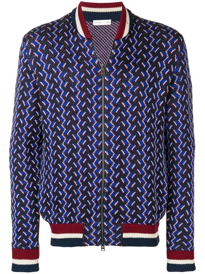 Etro Knitted Bomber Jacket - Blue