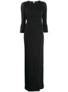 Just Cavalli Cropped Sleeve Long Dress - Black
