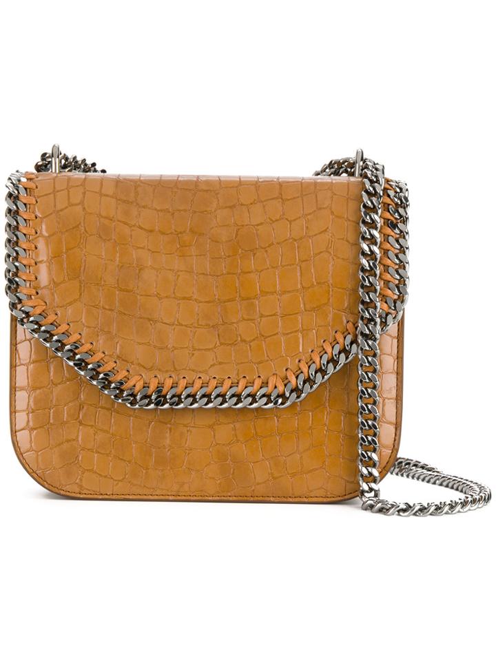 Stella Mccartney Falabella Box Scale-effect Shoulder Bag - Brown