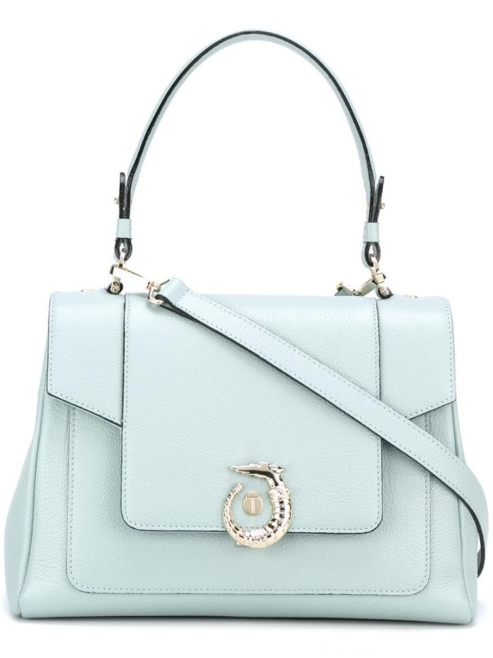 Trussardi Logo Plaque Tote, Women's, Blue, Leather