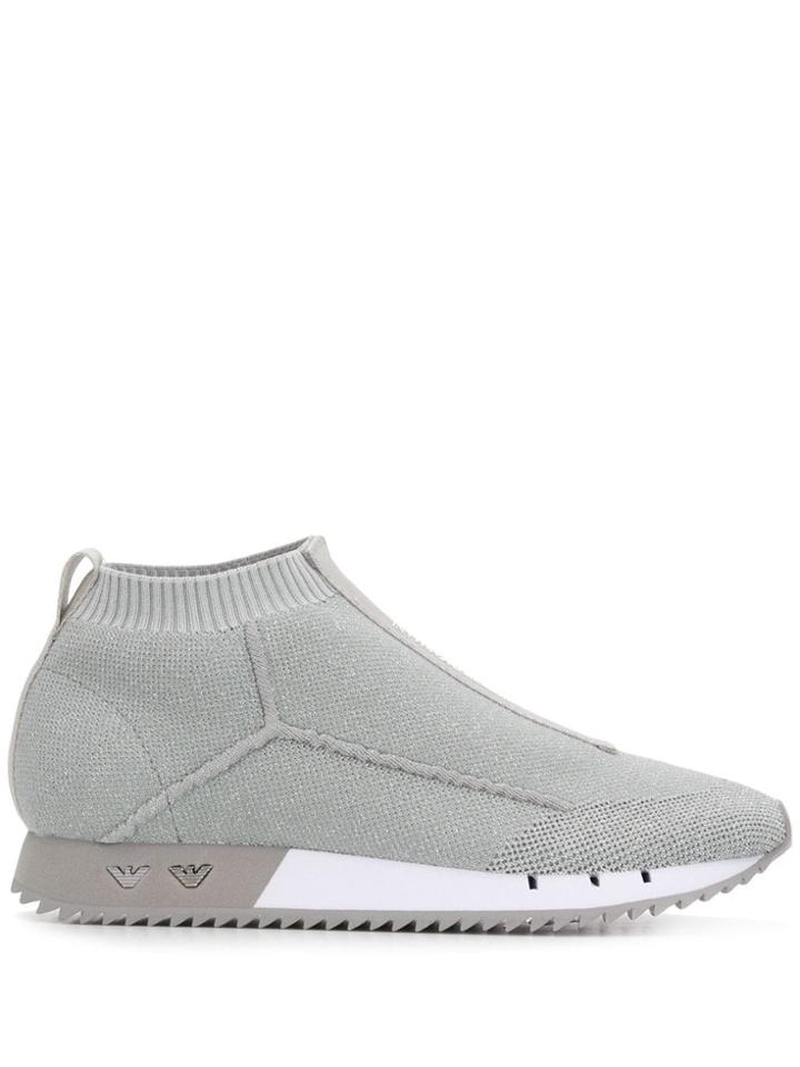 Emporio Armani Sock Sneakers - Silver