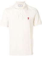 Ami Paris Short Sleeve Polo Shirt With Red Ami De Coeur Patch -