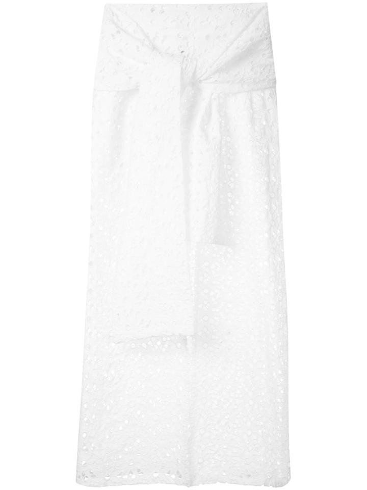 Lalo Front Tie Broderie Skirt, Women's, Size: Xs, White, Cotton