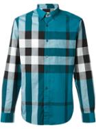 Burberry Brit Checked Shirt, Men's, Size: Medium, Blue, Cotton