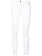Amiri Zip Cuff Patch Skinny Jeans - White