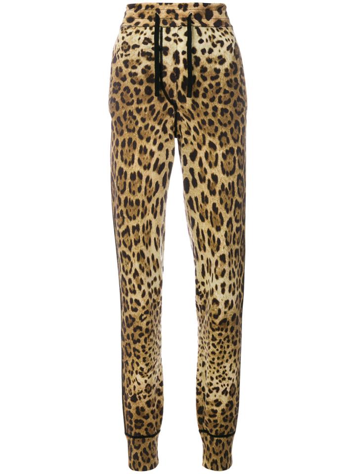 Dolce & Gabbana Leopard Print Track Pants - Brown