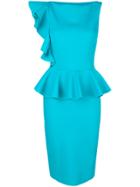 Chiara Boni La Petite Robe Dinara Peplum Hem Fitted Dress - Blue