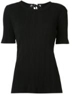 Sacai Ribbed Lace-back T-shirt, Women's, Size: Large, Black, Cotton