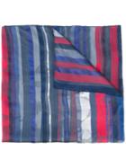 Armani Collezioni Striped Scarf, Women's, Blue, Silk/cotton/polyester/acetate