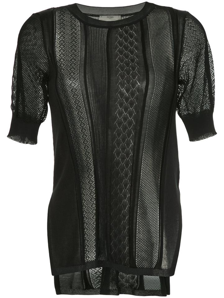 Fendi Sheer Knitted Top - Black