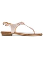Michael Michael Kors Metallic T-bar Sandals - Pink & Purple