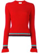 3.1 Phillip Lim - Contrast Stripe Jumper - Women - Cotton/spandex/elastane - S, Red, Cotton/spandex/elastane