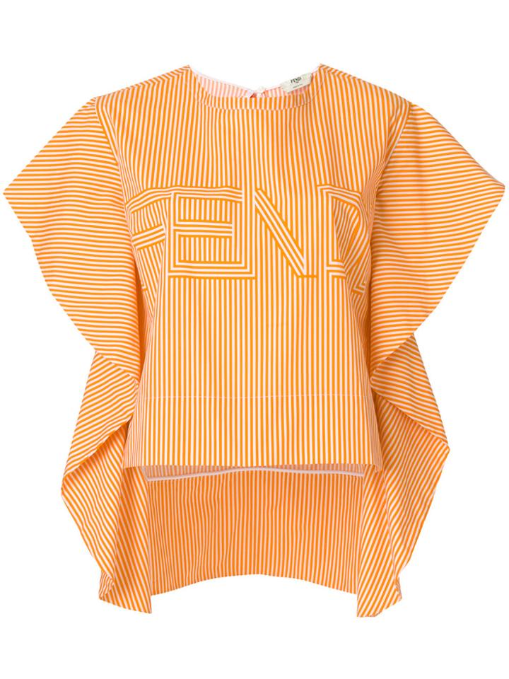 Fendi Striped Ruffled Blouse - Yellow & Orange