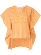 Fendi Striped Ruffled Blouse - Yellow & Orange