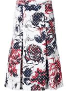 Carolina Herrera Rose Print Pleated Skirt