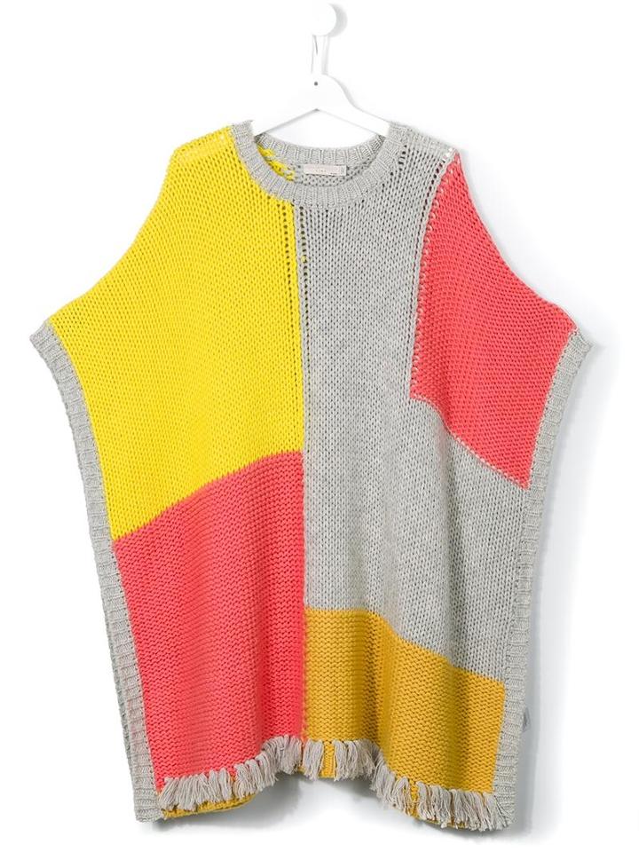 Stella Mccartney Kids Colour Block Knitted Poncho, Girl's, Size: 14 Yrs