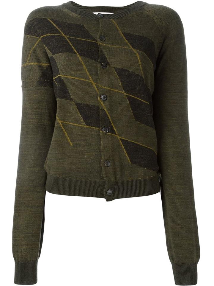 A.f.vandevorst Argyle Cardigan, Women's, Size: 40, Green, Virgin Wool