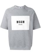 Msgm Logo Print Shortsleeved Sweatshirt, Men's, Size: Large, Grey, Cotton/viscose
