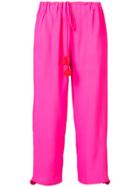 Figue Embellished Cropped Drawstring Trousers - Pink & Purple