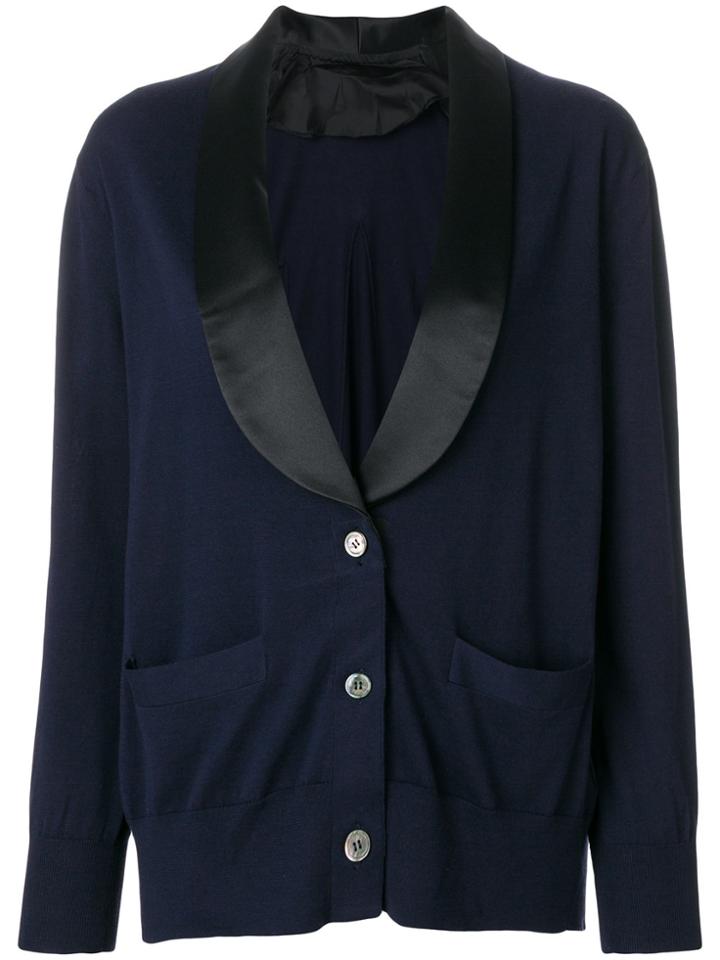 Sacai Satin-trimmed Cardigan - Blue