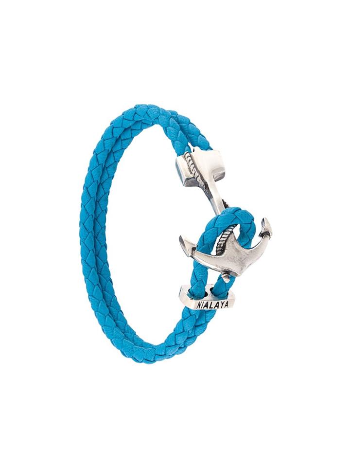 Nialaya Jewelry Braided Anchor Bracelet - Blue