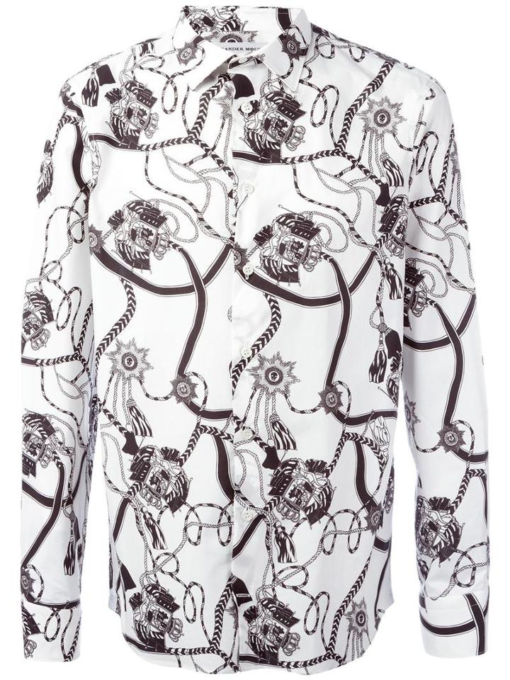 Alexander Mcqueen Badge Print Shirt, Men's, Size: 39, White, Cotton