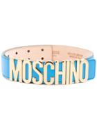 Moschino - Logo Belt - Women - Leather - 85, Blue, Leather