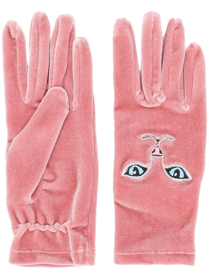 Vivetta Cat Embroidered Gloves - Pink