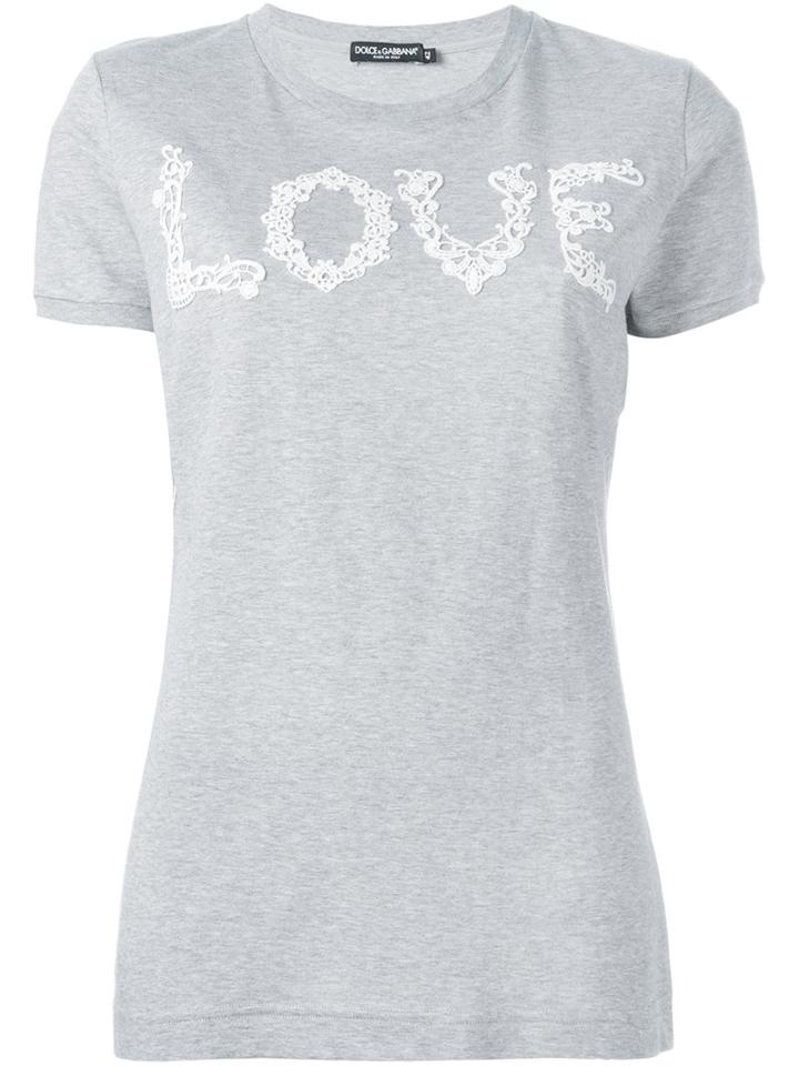 Dolce & Gabbana 'love' T-shirt, Women's, Size: 46, Grey, Cotton/spandex/elastane