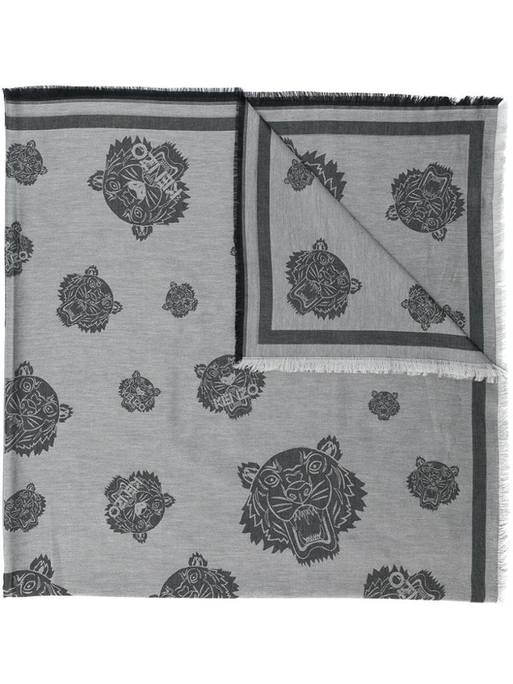 Kenzo Multi Print Tiger Scarf - Grey