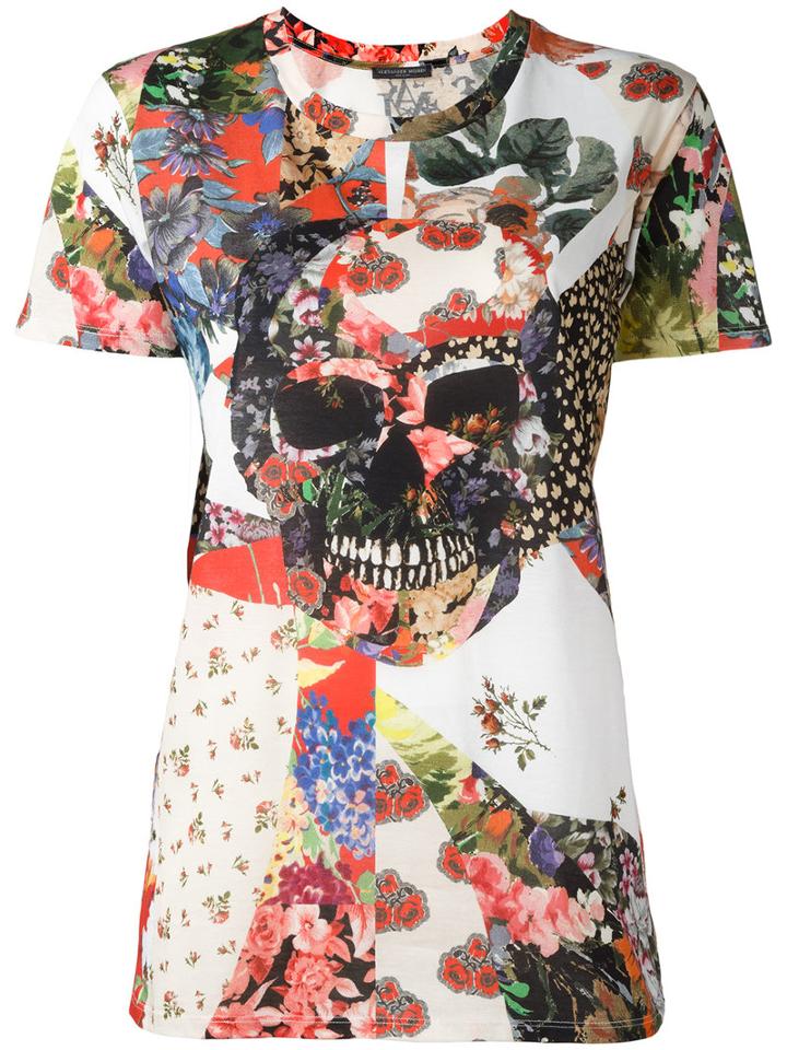 Alexander Mcqueen - Floral Skull T-shirt - Women - Cotton - 42, Cotton