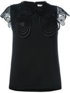 Christopher Kane Macrame Heart Blouse, Women's, Size: 2, Black, Viscose/acetate/spandex/elastane/polyester